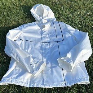 NWOT Emporio Armani Windbreaker White with Black Pinstripe Detailing size Medium